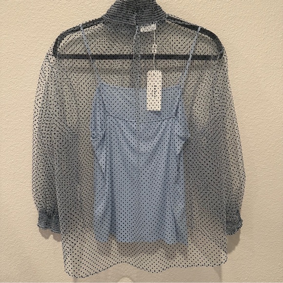 Akris Punto Pin-Dot Tulle Turtleneck Blouse - Size 10 - Picture 3 of 5